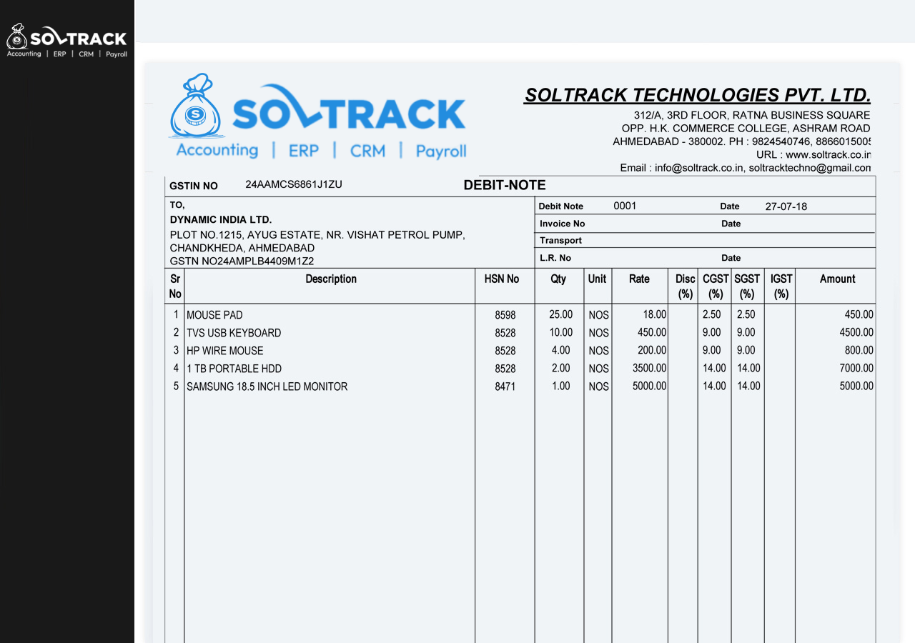 GST Debit Note